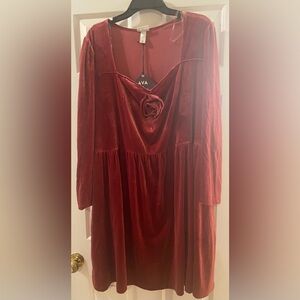 3X Valentine NWT Ava & Viv Rich Red Velvet Dress 3x